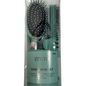 Green 5 piece Hair Brush Set NIB!